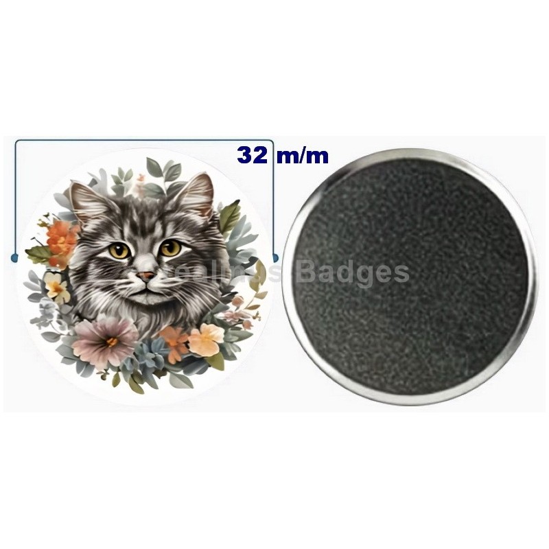 Badge aimant de réfrigérateur en métal 32 m/m avec Motif  (livraison offerte)