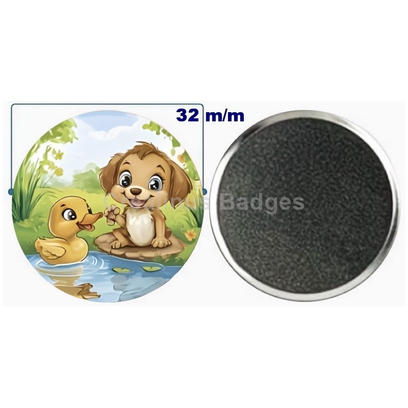 Badge aimant de réfrigérateur en métal 32 m/m avec Motif  (livraison offerte)