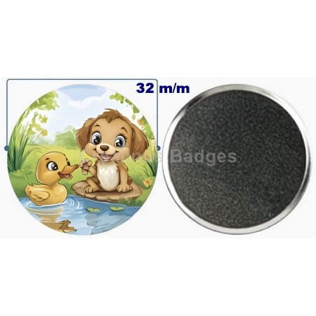 Badge aimant de réfrigérateur en métal 32 m/m avec Motif  (livraison offerte)