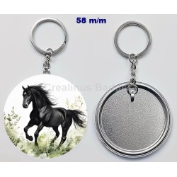 Badge Porte-Clés en métal 58 m/m avec Motif  (livraison offerte)