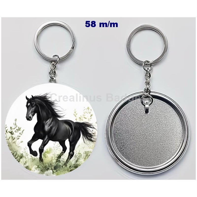 Badge Porte-Clés en métal 58 m/m avec Motif  (livraison offerte)