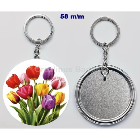 Badge Porte-Clés en métal 58 m/m avec Motif  (livraison offerte)