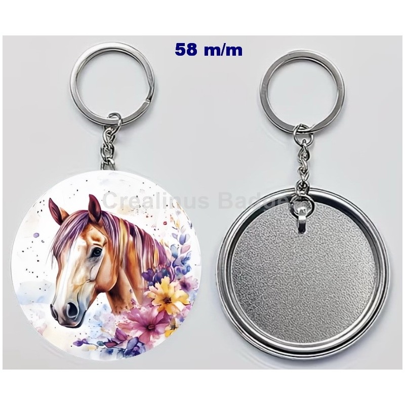 Badge Porte-Clés en métal 58 m/m avec Motif  (livraison offerte)