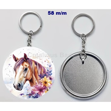 Badge Porte-Clés en métal 58 m/m avec Motif  (livraison offerte)
