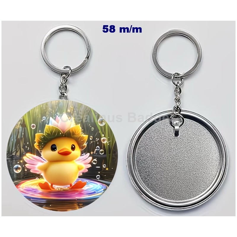 Badge Porte-Clés en métal 58 m/m avec Motif  (livraison offerte)