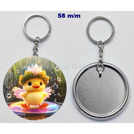 Badge Porte-Clés en métal 58 m/m avec Motif  (livraison offerte)