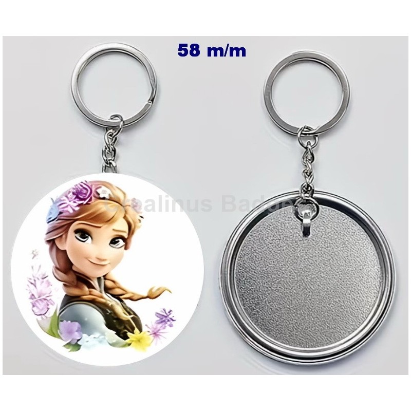 Badge Porte-Clés en métal 58 m/m avec Motif  (livraison offerte)