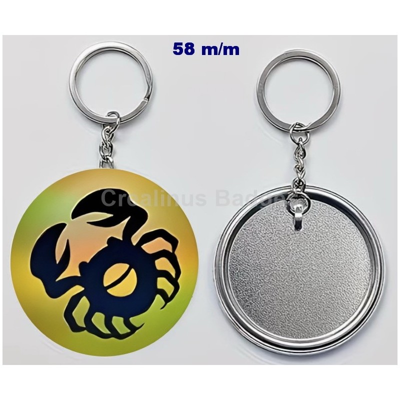 Badge Porte-Clés en métal 58 m/m avec Motif  (CANCER) (livraison offerte)