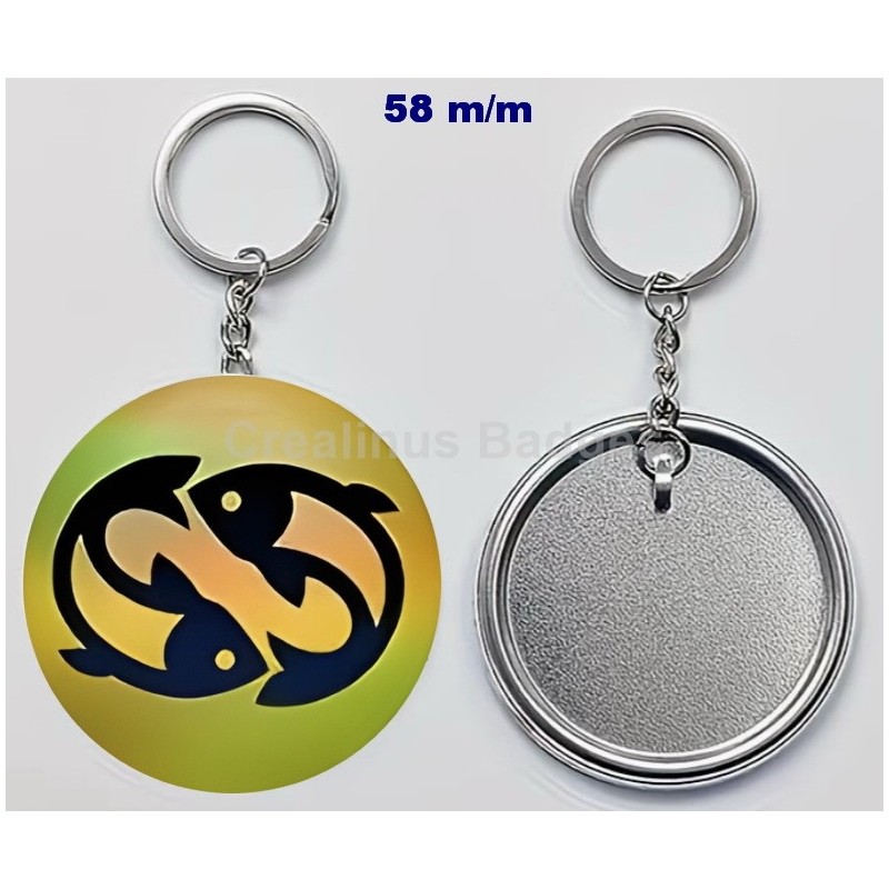 Badge Porte-Clés en métal 58 m/m avec Motif  (POISSONS) (livraison offerte)