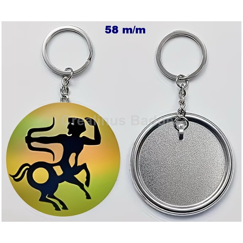 Badge Porte-Clés en métal 58 m/m avec Motif  (SAGITTAIRE) (livraison offerte)