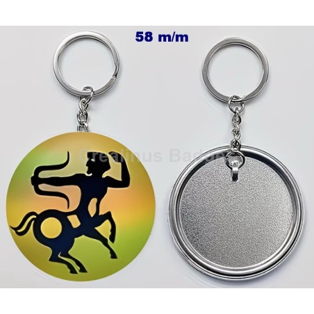 Badge Porte-Clés en métal 58 m/m avec Motif  (SAGITTAIRE) (livraison offerte)