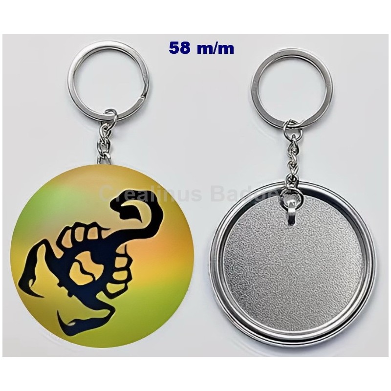 Badge Porte-Clés en métal 58 m/m avec Motif  (SCORPION) (livraison offerte)