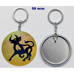 Badge Porte-Clés en métal 58 m/m avec Motif  (TAUREAU) (livraison offerte)