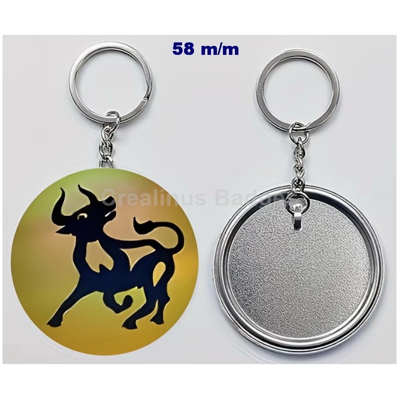 Badge Porte-Clés en métal 58 m/m avec Motif  (TAUREAU) (livraison offerte)