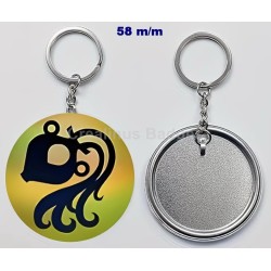 Badge Porte-Clés en métal 58 m/m avec Motif (VERSEAU) (livraison offerte)