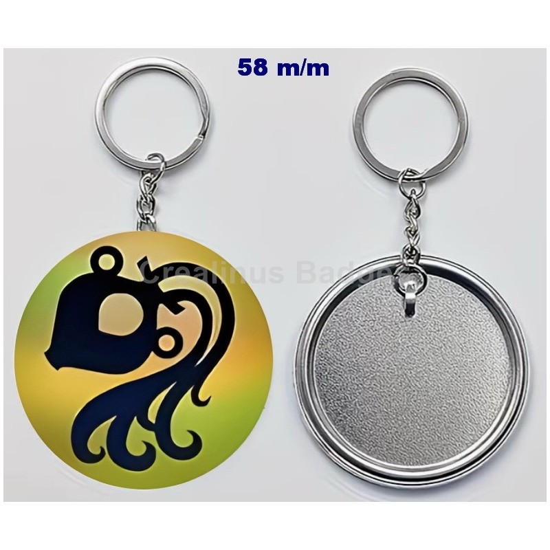 Badge Porte-Clés en métal 58 m/m avec Motif (VERSEAU) (livraison offerte)