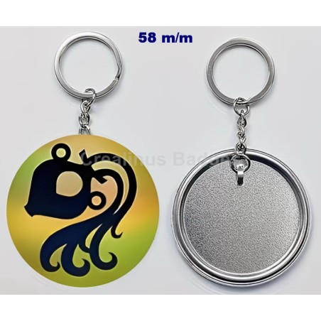 Badge Porte-Clés en métal 58 m/m avec Motif (VERSEAU) (livraison offerte)