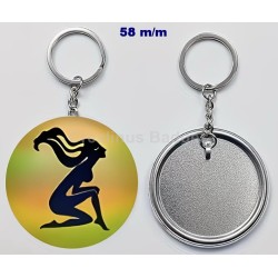 Badge Porte-Clés en métal 58 m/m avec Motif (VIERGE) (livraison offerte)