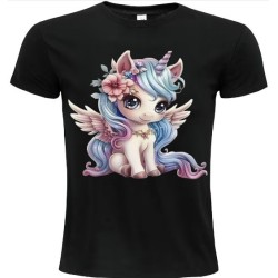 T-Shirt Unisexe Personnalisé Col Rond Ajusté Noir 21x21 cm +/-.