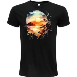 T-Shirt Unisexe Personnalisé Col Rond Ajusté Noir 21x21 cm +/-.