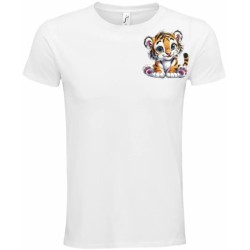 T-Shirt Unisexe Personnalisé Col Rond Ajusté Blanc 9x9 cm +/-.