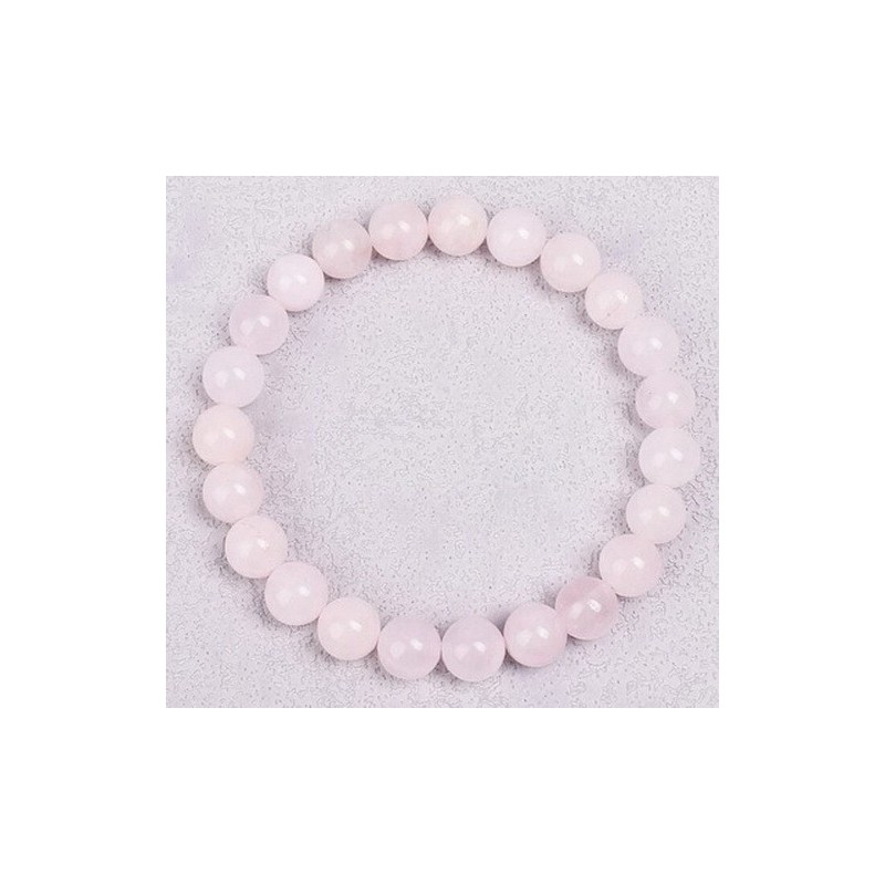 Bracelet Perles en Pierre naturelle 8 m/m QUARTZ-ROSE a vos mesures.