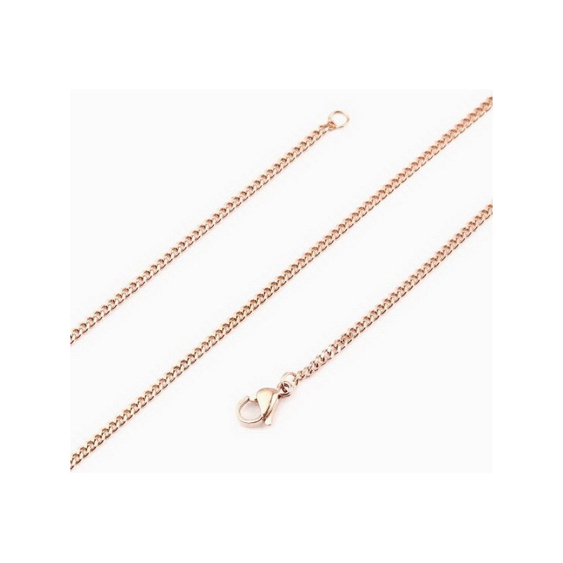 Collier Chaîne en acier inoxydable, doré 60 cm x 2 m/m neuf.