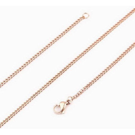 Collier Chaîne en acier inoxydable, doré 60 cm x 2 m/m neuf.