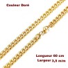Collier Chaîne en acier inoxydable, doré 60 cm x 3,5 m/m neuf.