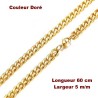 Collier Chaîne en acier inoxydable, doré 60 cm x 5 m/m neuf.