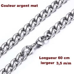 Collier Chaîne en acier inoxydable, argent 60 cm x 3,5 m/m neuf.