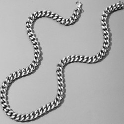 Collier Chaîne en acier inoxydable, argent 50 cm x 8 m/m neuf.