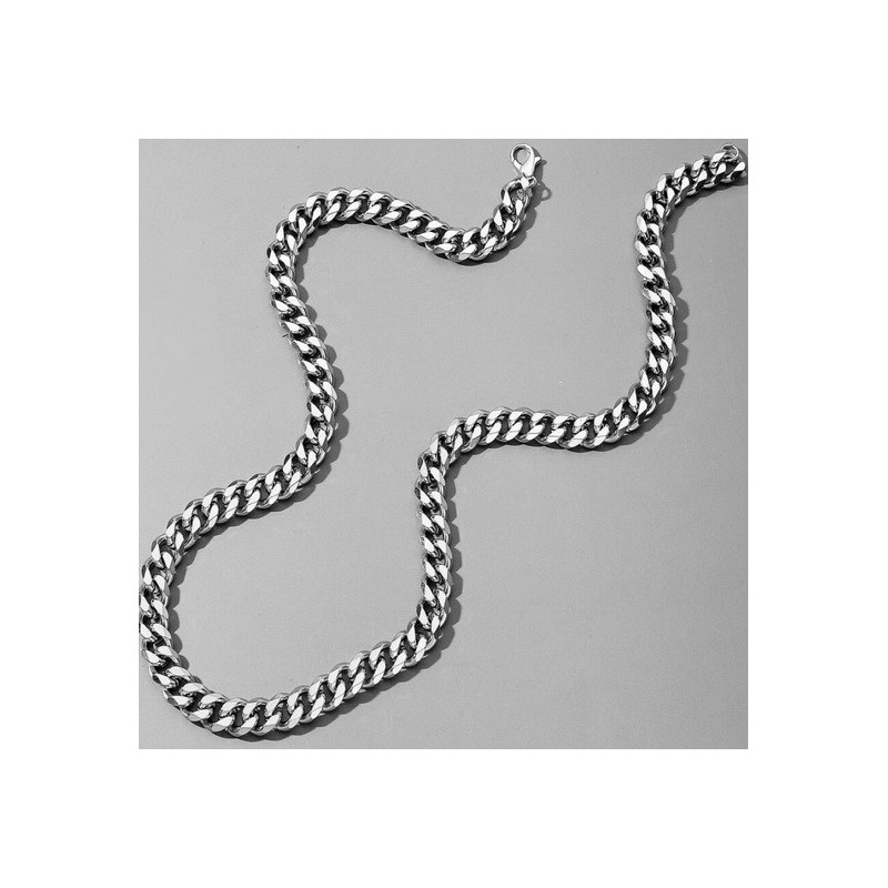 Collier Chaîne en acier inoxydable, argent 50 cm x 8 m/m neuf.