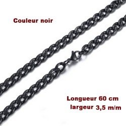 Collier Chaîne en acier inoxydable, noir 60 cm x 3,5 m/m neuf.