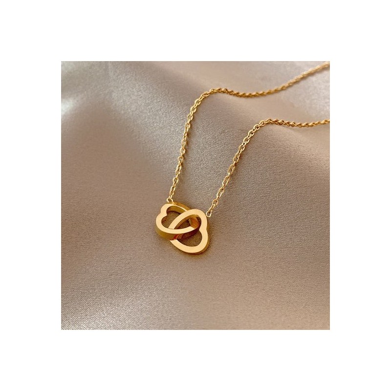 Colliers en Acier Inoxydable Doré Cœurs 41.4cm Long