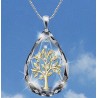 Pendentif cristal a facette 25 x 20 m/m + arbre de vie métal doré