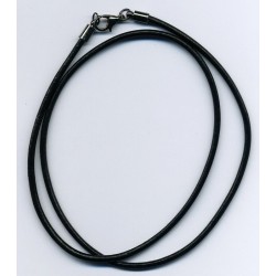 Collier cuir véritable noir pour homme femme, 50 cm x 2.5 m/m.