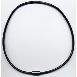 Collier cuir véritable noir pour homme femme, 35 à 60 cm x 4 m/m neuf.