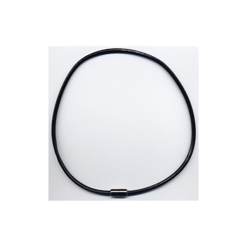 Collier cuir véritable noir pour homme femme, 35 à 60 cm x 4 m/m neuf.