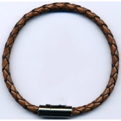 Bracelet cuir tressé véritable 4 mm couleur café pour homme femme !