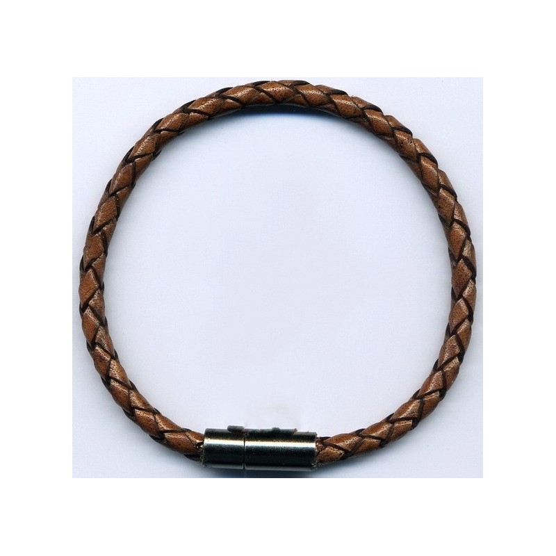 Bracelet cuir tressé véritable 4 mm couleur café pour homme femme !
