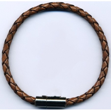 Bracelet cuir tressé véritable 4 mm couleur café pour homme femme !