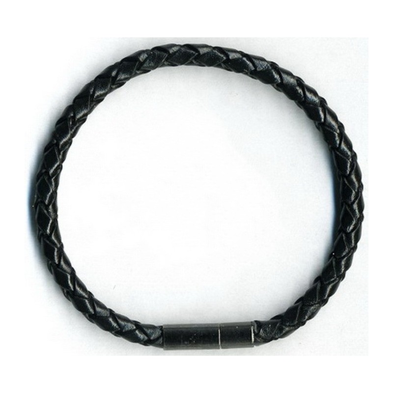 Bracelet cuir tressé véritable 4 mm couleur noir pour homme femme !
