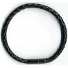 Bracelet cuir tressé véritable 4 mm couleur noir pour homme femme !