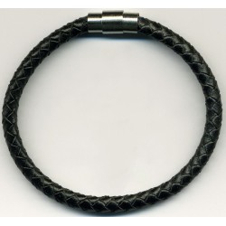 Bracelet cuir tressé véritable 5,5 mm couleur noir pour homme femme !