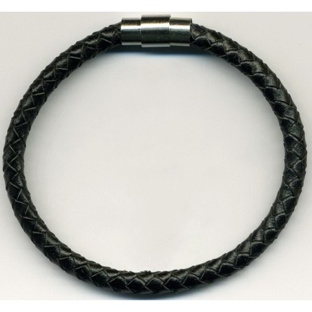 Bracelet cuir tressé véritable 5,5 mm couleur noir pour homme femme !
