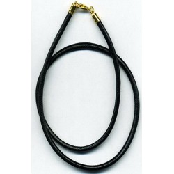 Collier cuir véritable noir pour homme femme, 50 cm x 4 m/m.