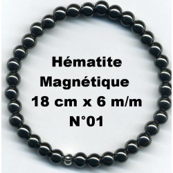 Bracelet Perles en Pierre naturelle. Hématite 6 m/m x 18 cm