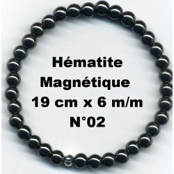 Bracelet Perles en Pierre naturelle. Hématite 6 m/m x 19 cm