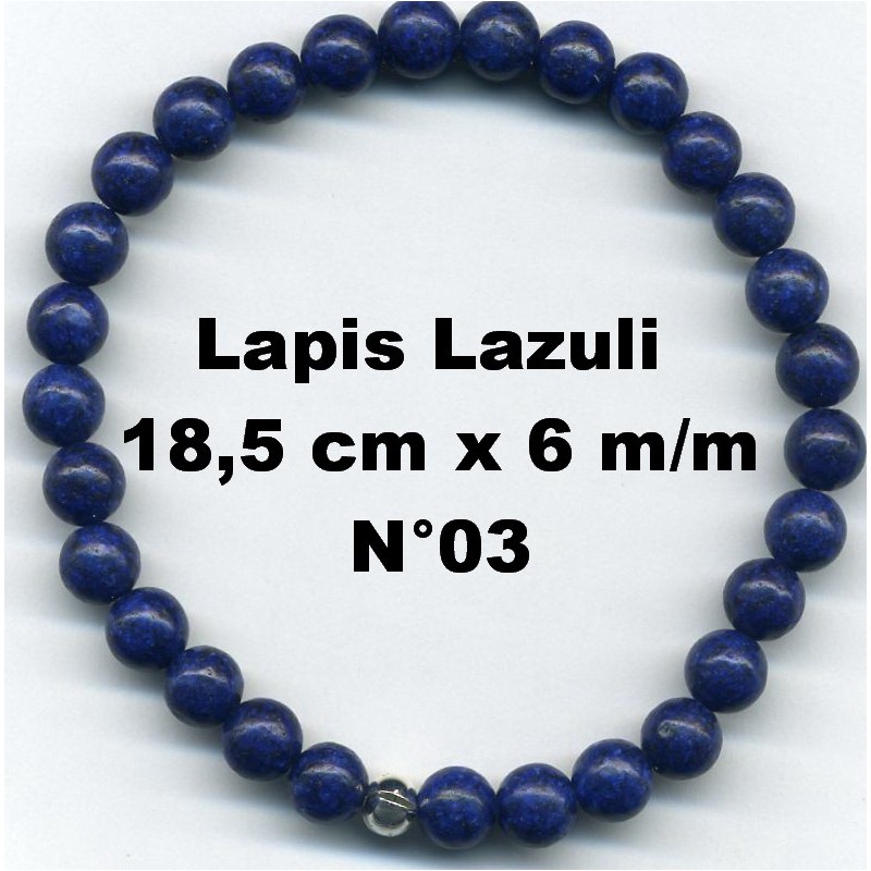Bracelet Perles en Pierre naturelle. Lapis Lazuli 6 m/m x 18,5 cm